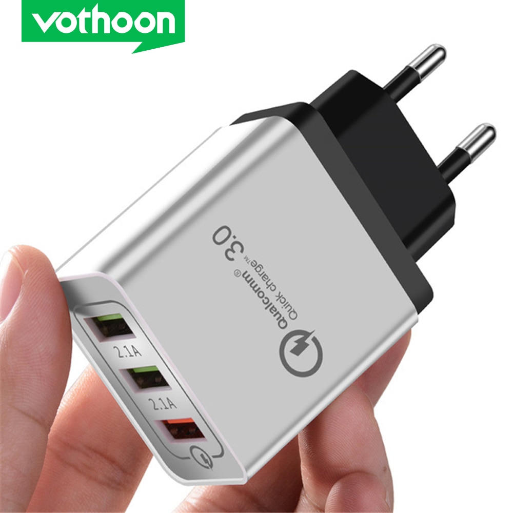 Vothoon 3 porte caricabatterie rapido QC3.0 caricabatterie USB per telefono caricabatterie rapido per telefono cellulare con spina EU per Samsung S9 S10 Xiaomi mi 9