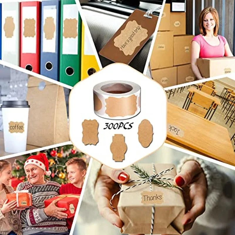 Pegatinas de papel Kraft, etiquetas en blanco, papelería hecha a mano, etiquetas de , decoración de papel, etiqueta de tarro de especias, pegatina de sellado de sobre DIY