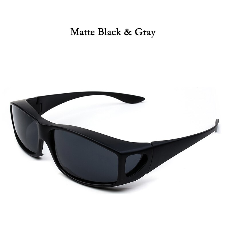 Polarized Sunglasses Fit Over Eye Glasses Driving Wrap Shield Goggles Fishing Glasses Sports Sunglasses: Matte Black Gray