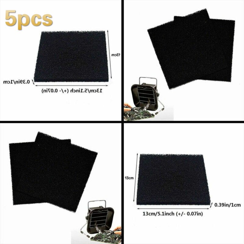 10X130X130Mm Zwart Activated Carbon Filter Katoen Schuim Spons Replancement, sed Te Absorberen Rook En Rook Purifier 5Pcs.