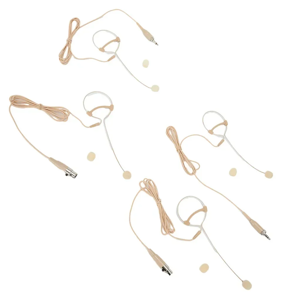 1.2m Beige Single Ear Hook Headset Mic Headworn Microphone Hand-free Operation 3.5mm 3/4 Pin XLR Plug With 2 Microphone Covers