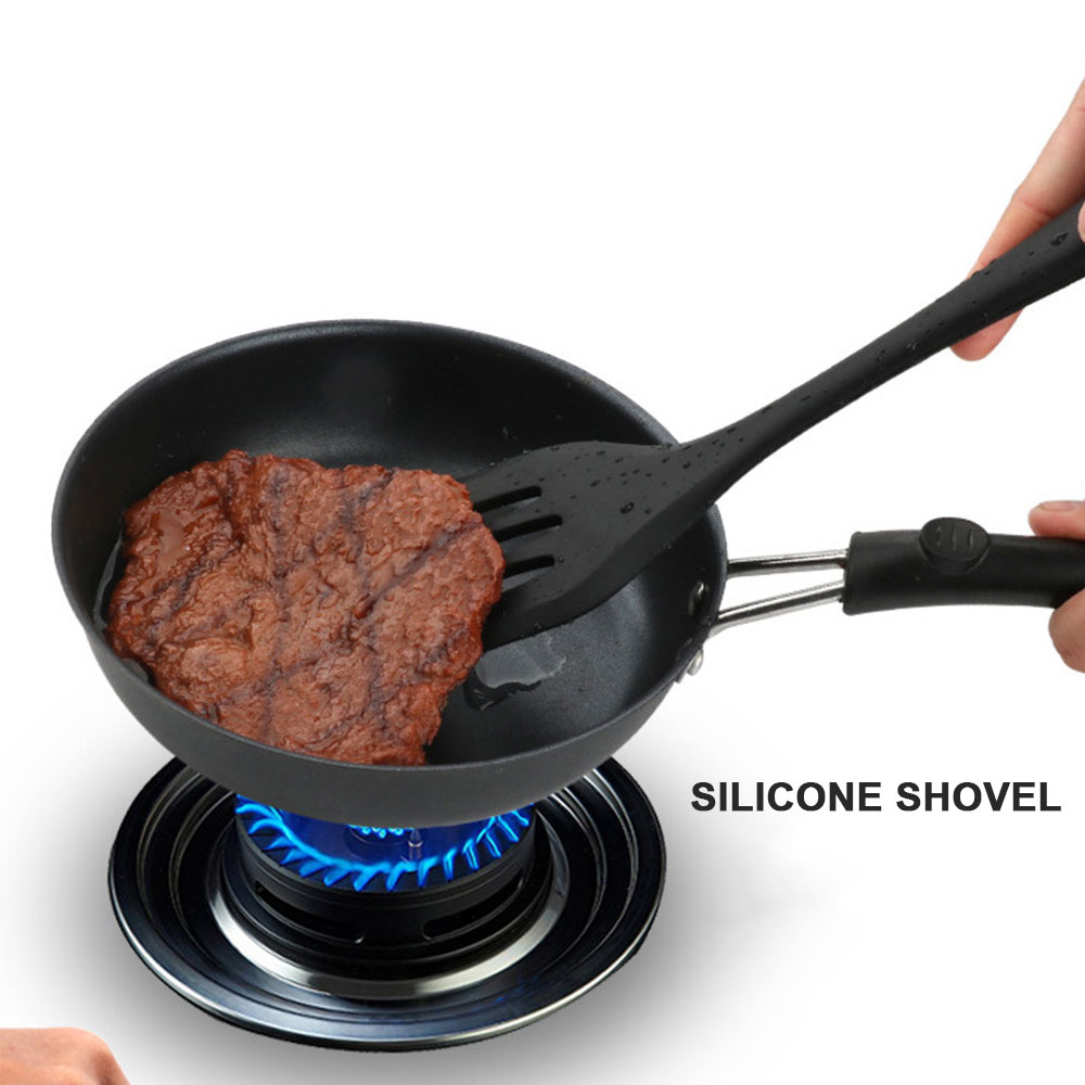 Juego de utensilios de cocina de silicona 5 cucharas de cuchara de grado alimenticio unids/set rojo/Negro duradero espátula práctica no- sartén antiadherente