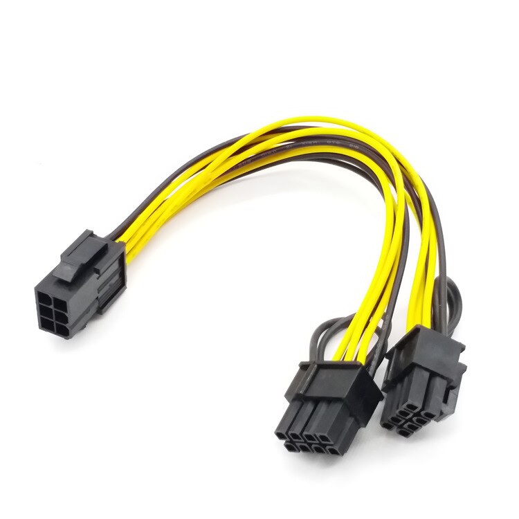 Câble d&#39;alimentation PCI-E PCIE 8P femelle à double 8 broches 6 + 2P mâle pour image GPU, carte vidéo, mineur, 18awg, 10 pièces