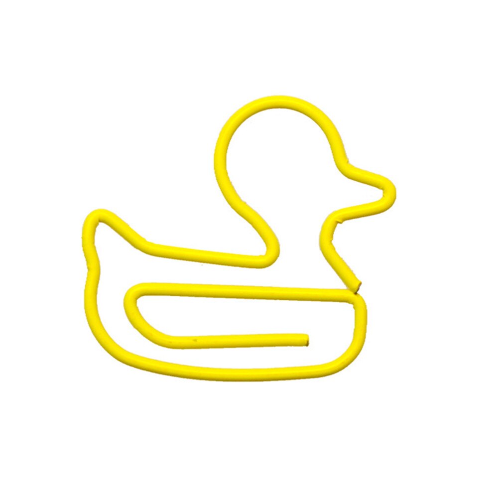 20Pcs/Box Cute Duck Animal Metal Bookmark Paper Clips For Book Marker Binder Photo Memo Clip Stationery School Supplies: Yellow 20pcs box