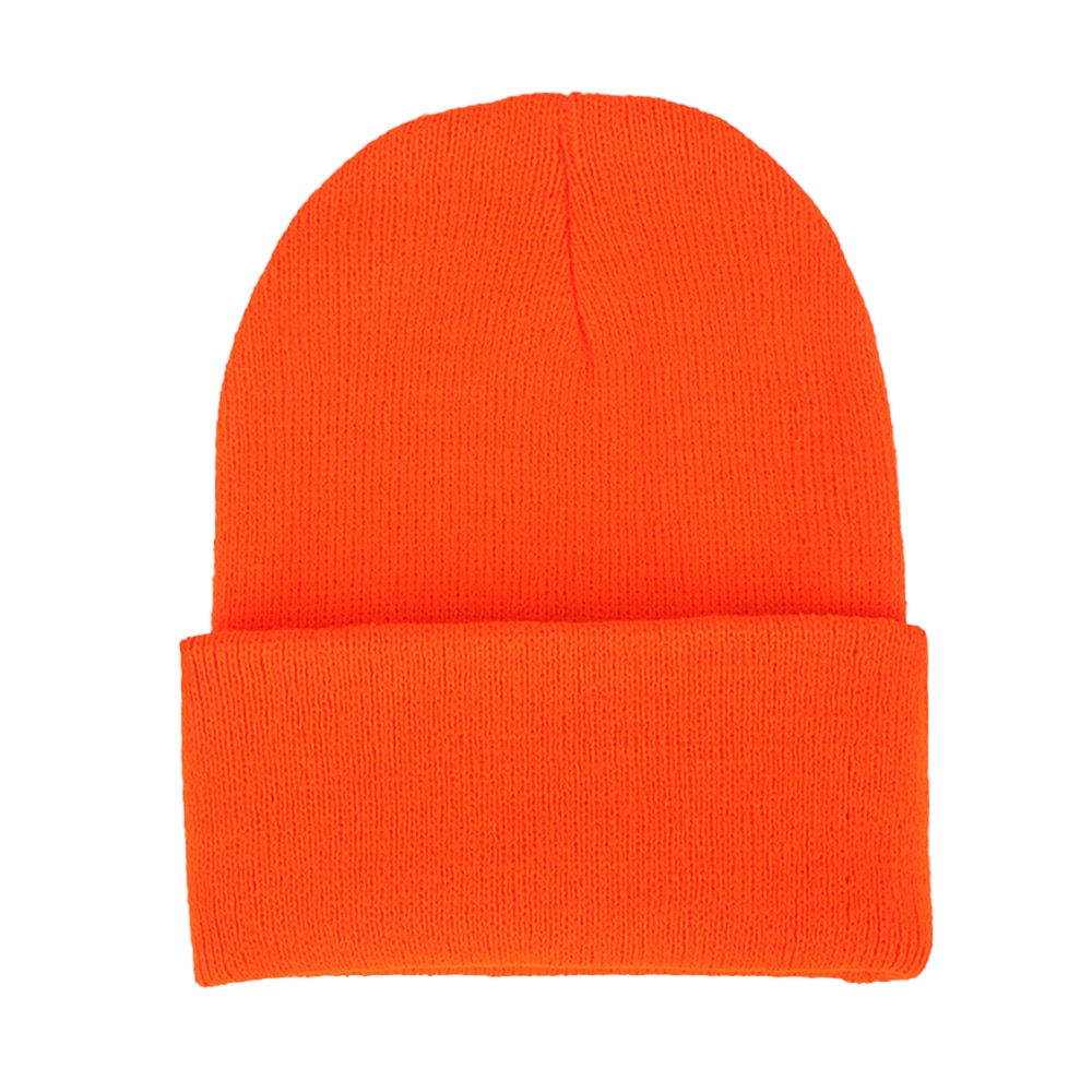 Wollen muts herfst winter unisex wollen muts zachte gebreide muts schedel mutsen warme effen kleur skimuts: Oranjerood