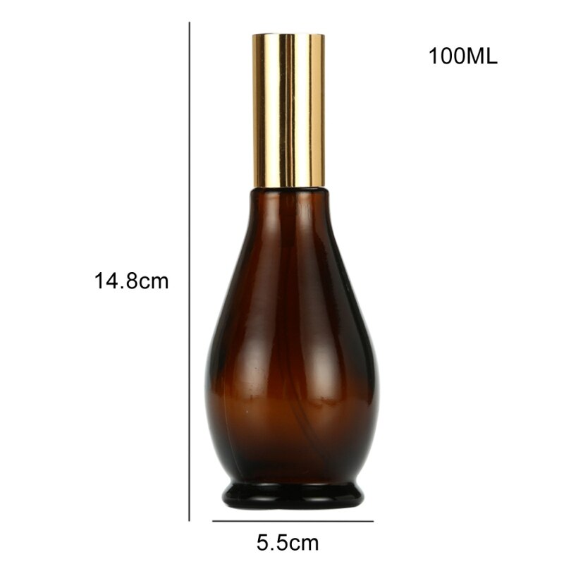 Draagbare bruine lichtdichte glazen spuitfles kleine gieter draagbare make-up toner gezichtsparfumfles 100ml gouden deksels