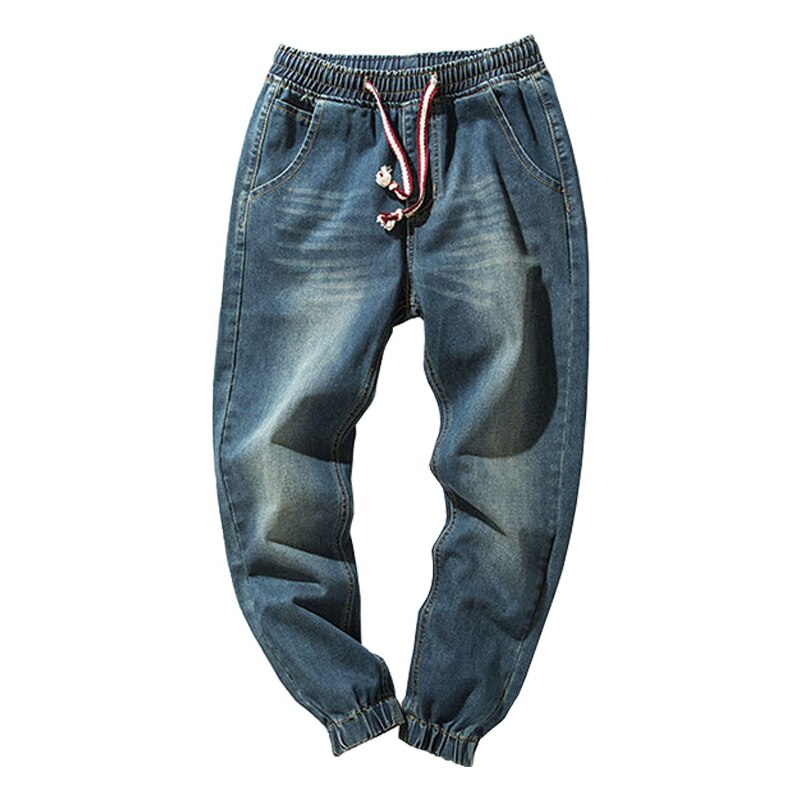 Streetwear Denim Stretch Elastic Waist Jeans Men Blue Cargo Harem Jeans Male Plus Size 5XL Joggers Korean Full Length Pants: 4XL