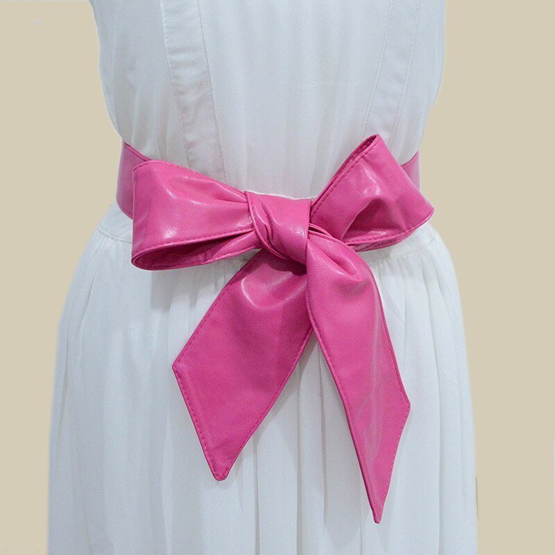 Ceinture en Pu avec nœud papillon pour femmes et hommes, large, Unique, noire, rouge, pour robe, de Jeans, , ,: Rose