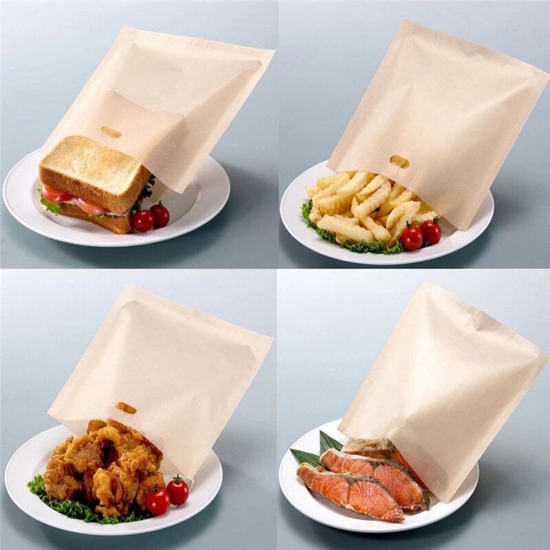 5 pcs/set Reusable Toaster Bag Non Stick Bread Bag Sandwich Bags Fiberglass Toast Microwave Heating Pastry Tools Baking Sheets