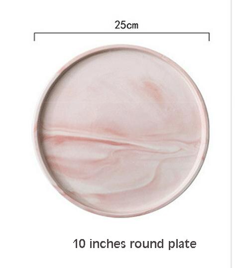 Nordic Pink Ceramic Storage Box Tray Marble Pattern Bedroom Jewelry Storage Board Kitchen Tableware Living Room Decoration: 2