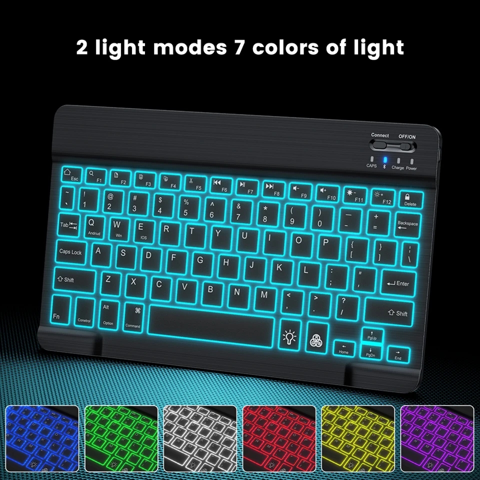 RGB-Bluetooth-Tastatur- und Maus-Set, kabelloses Mini-Tastatur- und Maus-Set, wiederaufladbare russische Tastaturen, 25,4 cm, für iPad-Tablet