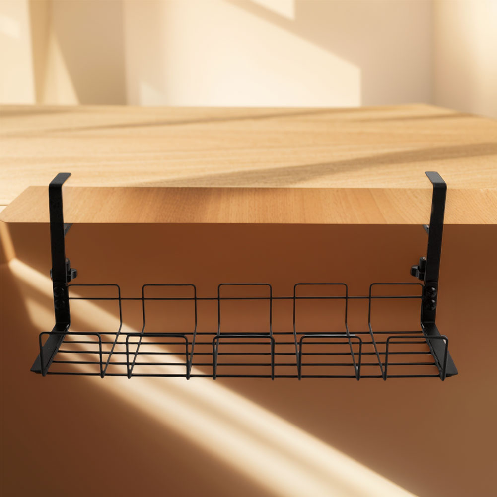 Estante de almacenamiento debajo de la mesa, organizador de cables para escritorio de ordenador, bandeja de gestión de cables debajo del escritorio para estación de trabajo de oficina en casa