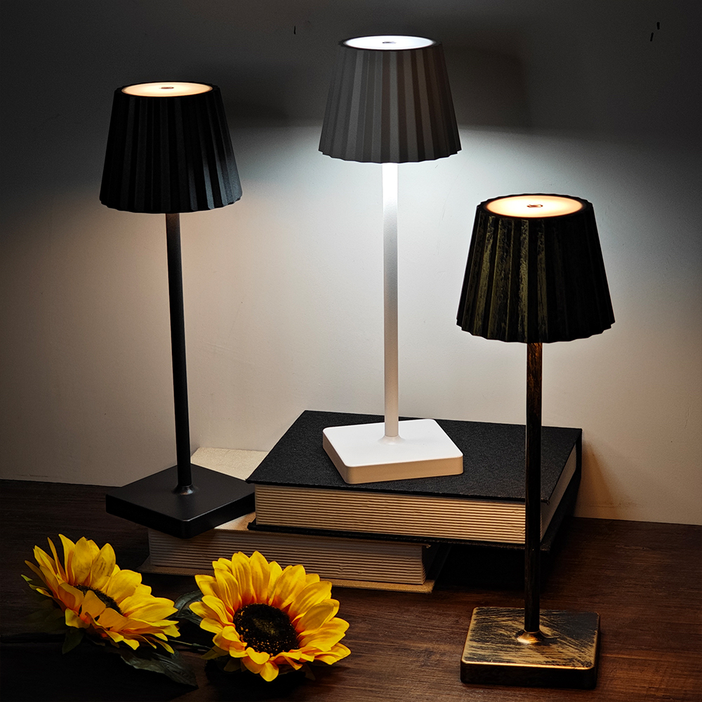 Lámpara de escritorio LED inalámbrica, lámparas de mesa inalámbricas con Control táctil, recargable por USB, luces de ambiente con atenuación continua de 3 colores