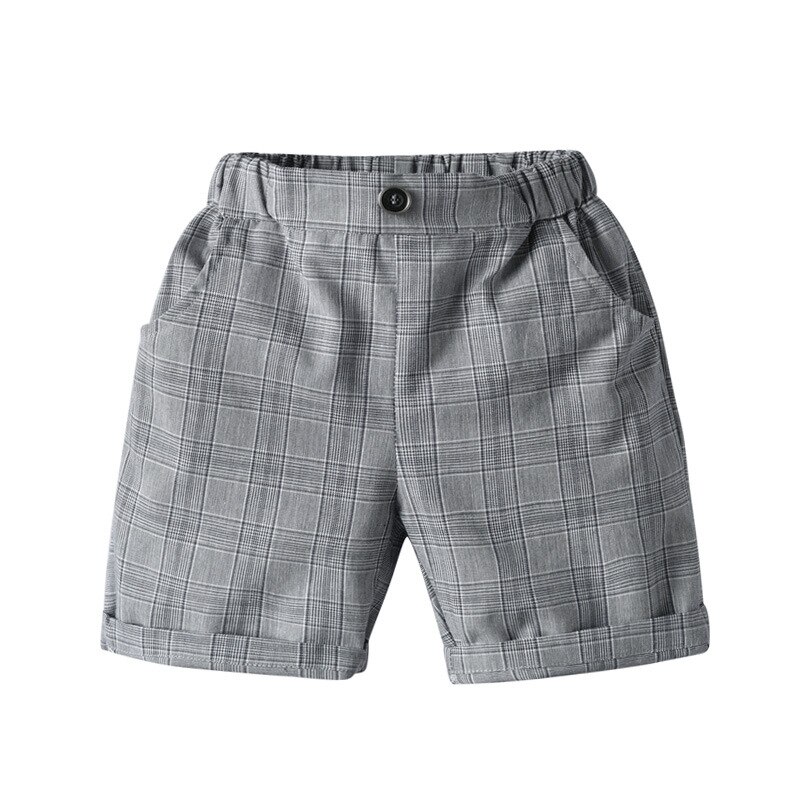 little gentleman summer plaid shirt baby boy Cotton children kids clothes baby party 6-36 Months [ shirts + pants ]