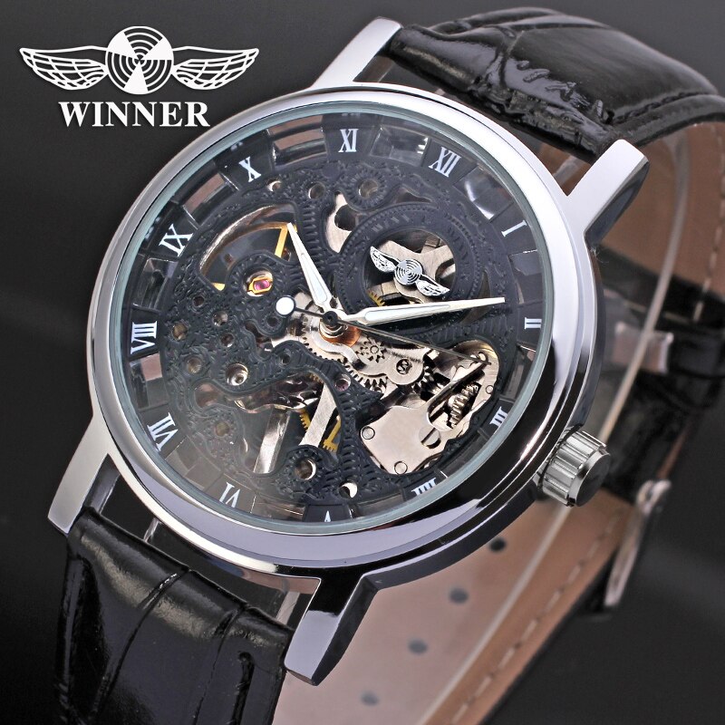 Forsining Automatic Mechanical Watch Luminous Three Eyes Six Needles Skeleton Top Brand Luxury Male Wrist Watch Wrist Clock: w-02-silver black
