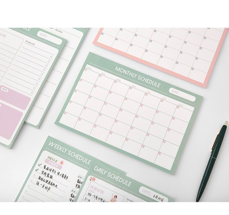 30 Sheets Pink Blue Monthly Plan Paper Pad 14*21cm DIY Undated School Office Planner Supplies