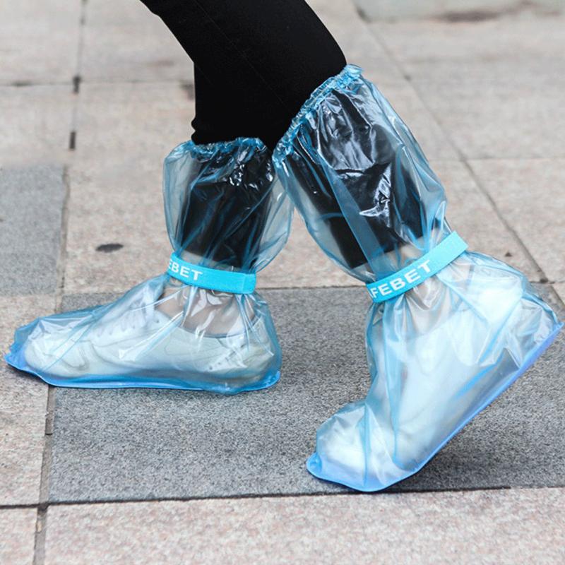 1 Pair Waterproof Protector Shoes Ribbon Rain Shoe Covers High-Top Anti-Slip Rain Shoes Cases Boot Cover Women Men