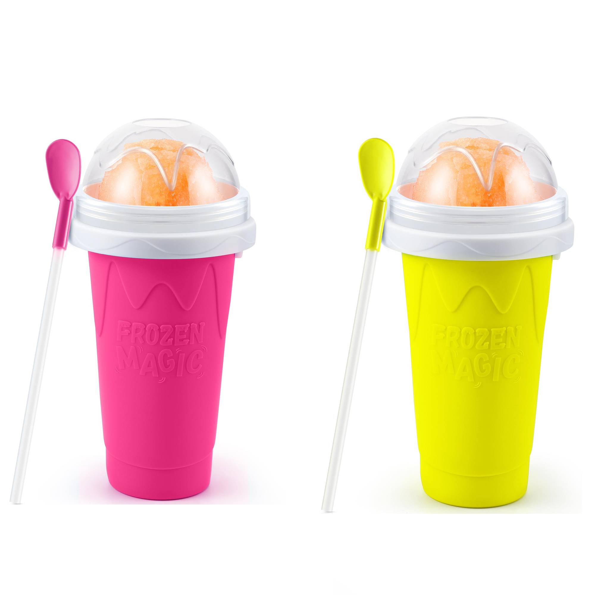 Taza Slushie DIY, tazas mágicas para hacer granizados, taza portátil para jugos, leche y helado, sílice de doble capa con tapa y pajita: Gris oscuro