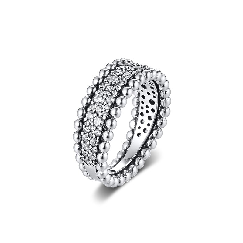 Ckk Zilver 925 Sieraden Kralen Pave Band Ring Voor Vrouwen Mode Originele Sterling Zilveren Ring