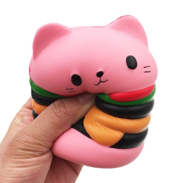 NEUE Langsam Steigenden Squishy Cathead Hamburger Kneten Spielzeug Dekompression freundlicher Spielzeug: Rosa