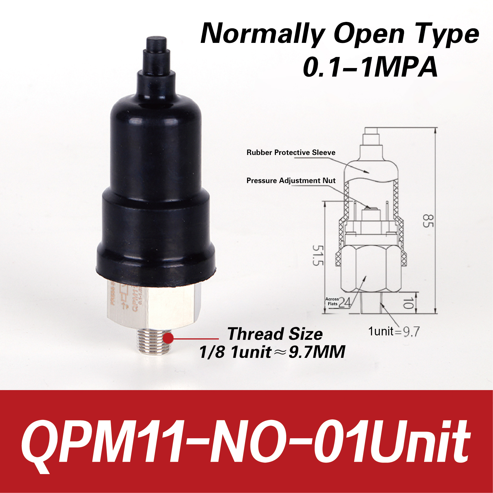 QPM11-NO QPM11-NC Adjustable Air Pressure Switch 1/4 1/8 Inch Pneumatic Diaphragm Hydraulic Pressure Control for Compressor: Beige