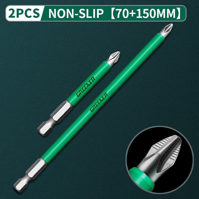 Jeu de tournevis électriques à vis Greener 25 50 65 70 90 150mm PH2, tête magnétique antidérapante, croix à haute dureté, perceuse à main: 70 150mm 2pcs