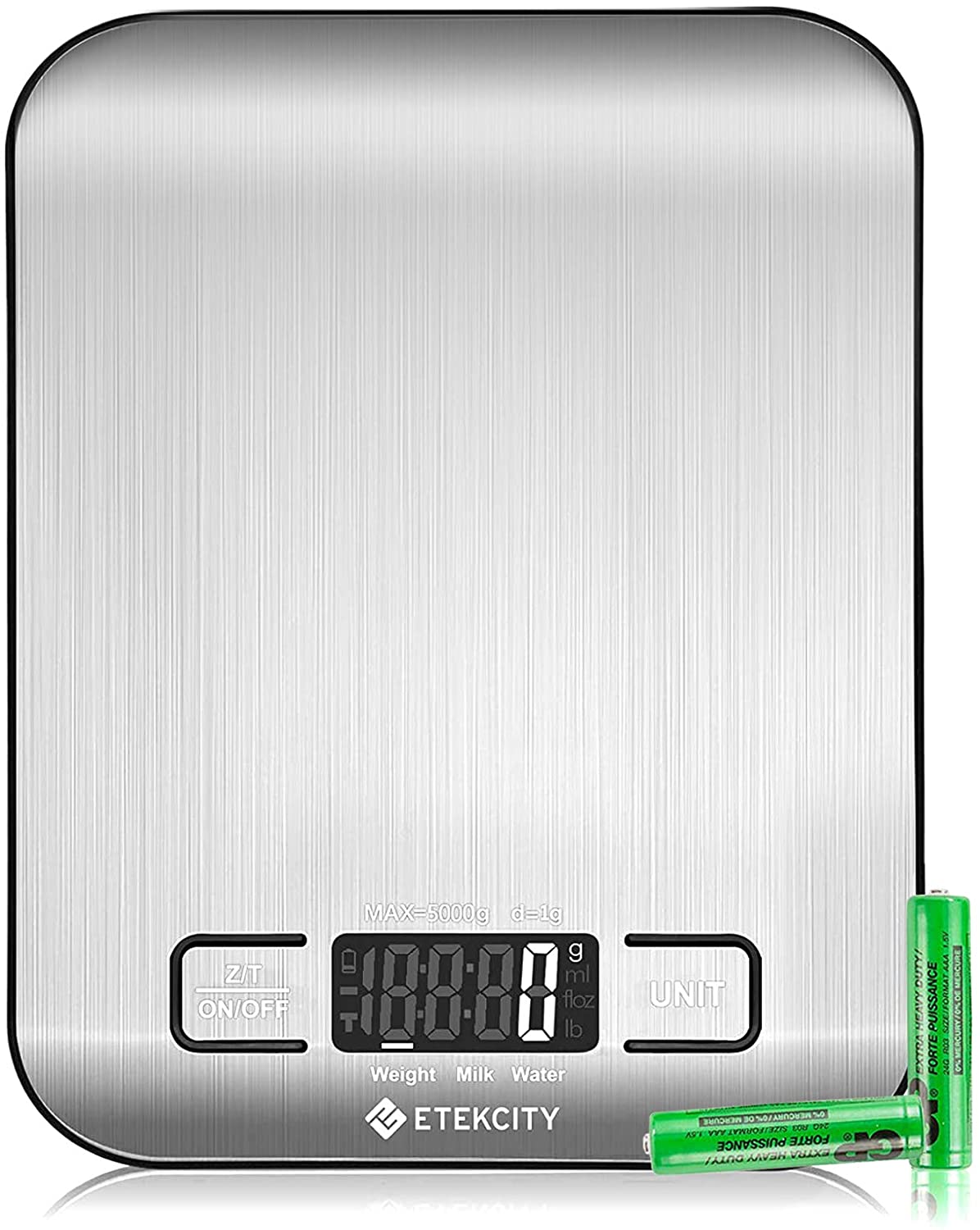 Rechargeable flat stainless steel kitchen scale 5kg baking scale kitchen electronic scale 10kg small table scale gram scale: Light Grey / 5Kg