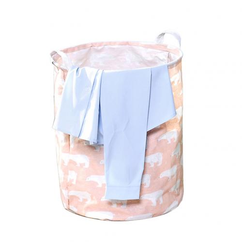 Cesta de ropa sucia de lino y algodón plegable, bolsa de almacenamiento de juguetes funda cartuchera: Rosa