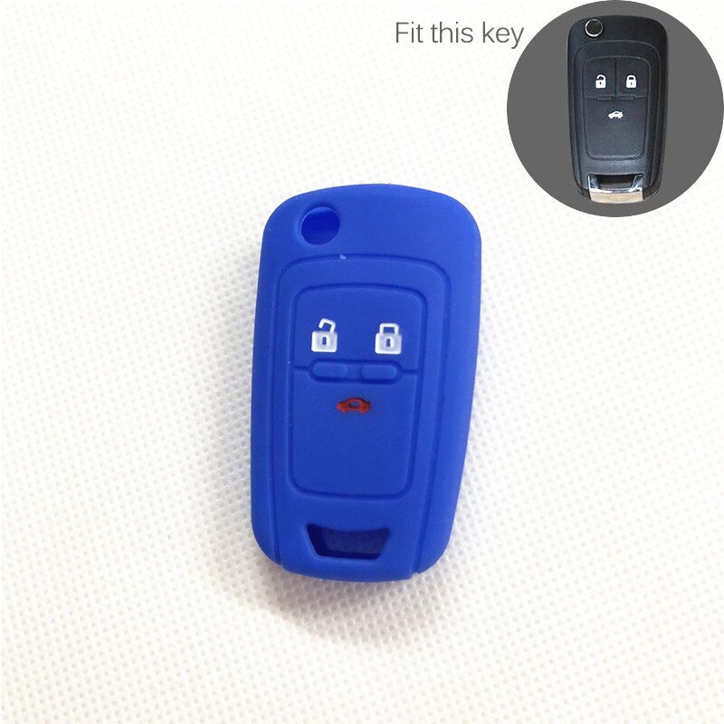 Silicone car key cover key protector keychain case for Chevrolet Cruze TRAX Lova Spark Onix Silverado Volt Camaro Aveo Sail: 3 key blue