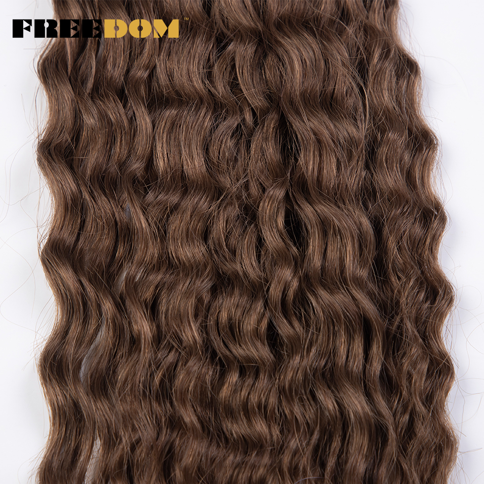 FREEDOM pelo rizado sintético para trenzas 24 pulgadas onda de agua Twist Crochet trenza pelo Ombre Rosa jengibre extensiones de cabello trenzado
