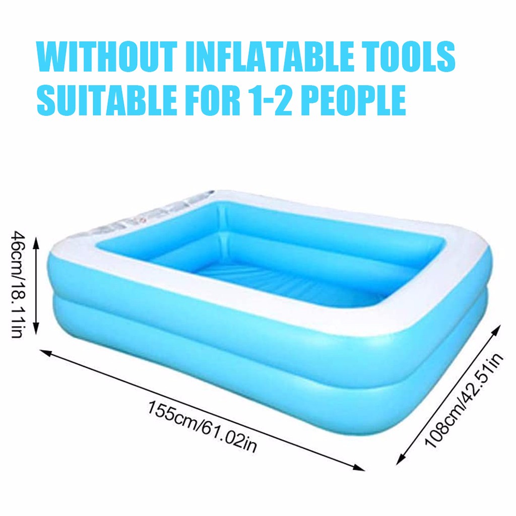 Rechthoekige Opblaasbaar Zwembad Thicken Pvc Peuterbad Baden Bad Outdoor Zomer Zwembad Voor Kinderen # S: 155x108x46cm