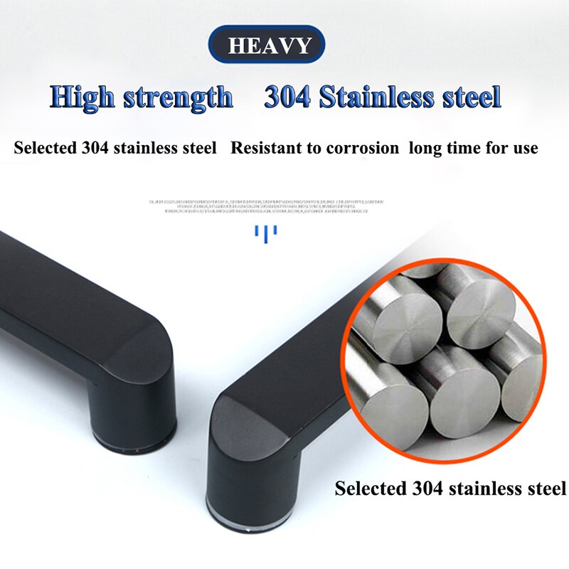 Glass door handle of bathroom glass door handle of black shower room 304 stainless steel