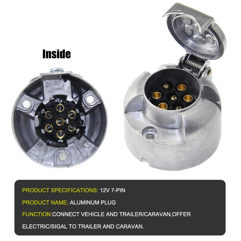 12V 7 Pin Round Aluminum Trailer Socket Waterproof Trailer Towbar Connector For Trailer Light Lamp