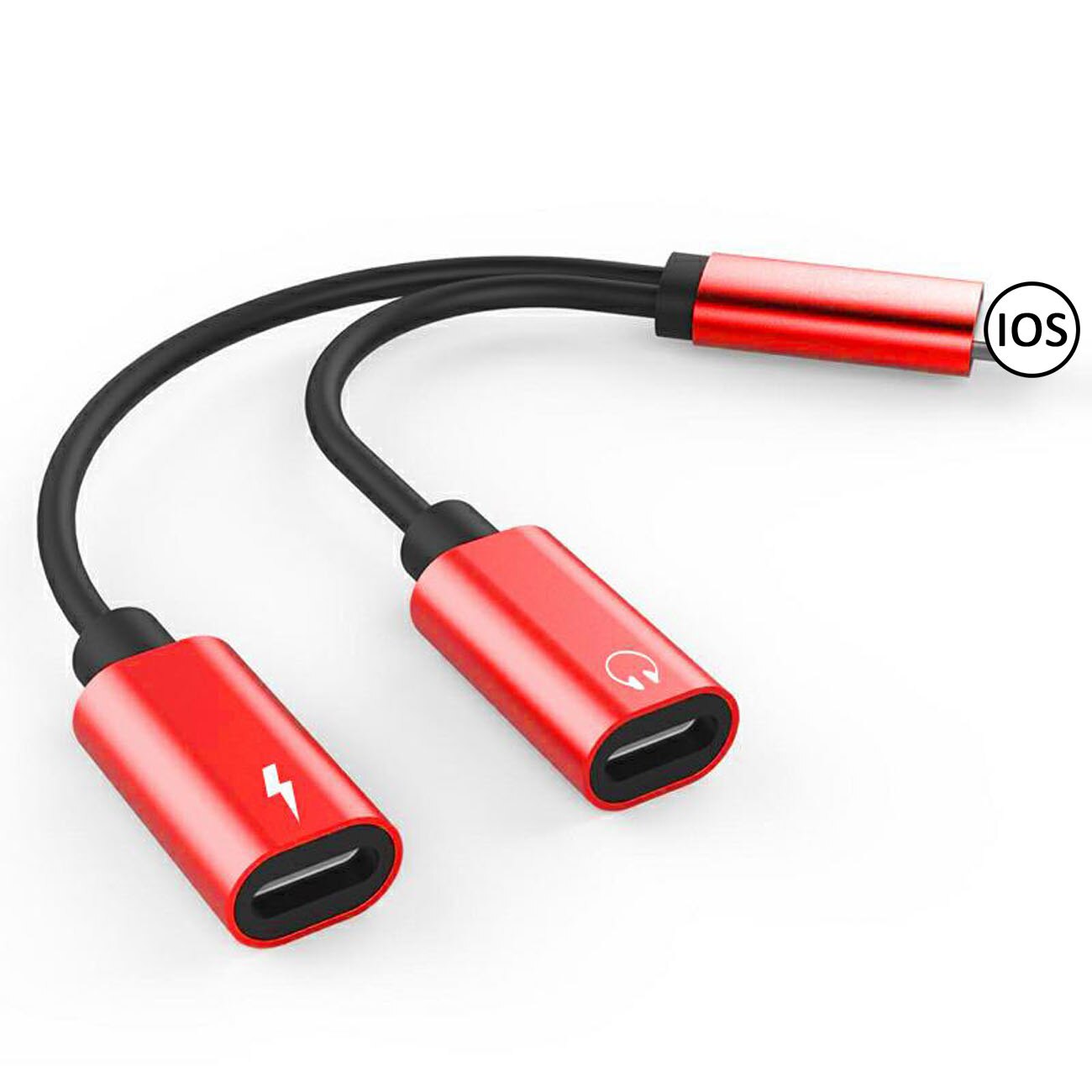 2 in 1 Splitter Adapter for iPhone X/8/8 Plus/7/7 Plus for Lightning Headphone Audio & Charge Adapter: Red