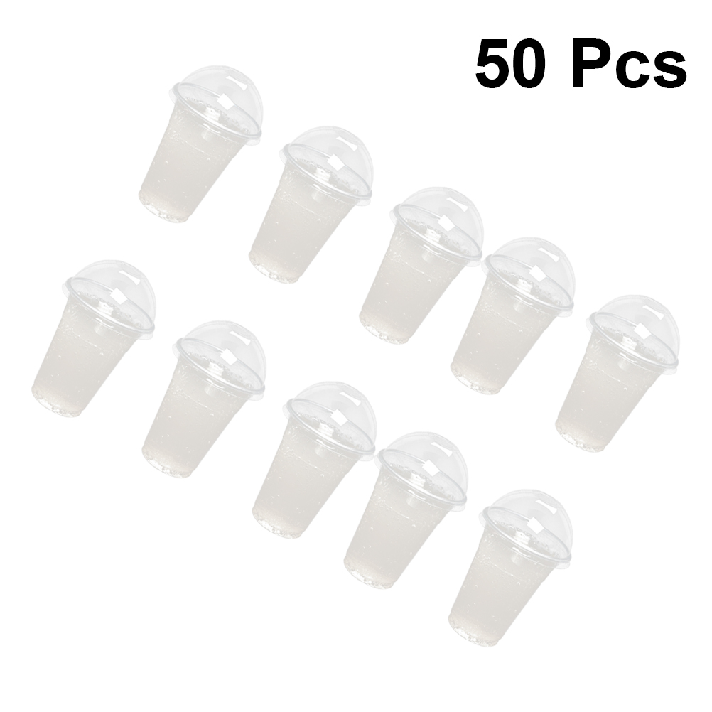 50 stk. 380ml engangskopper klare plastikkop med låg engangspapir engangs med låg med hul