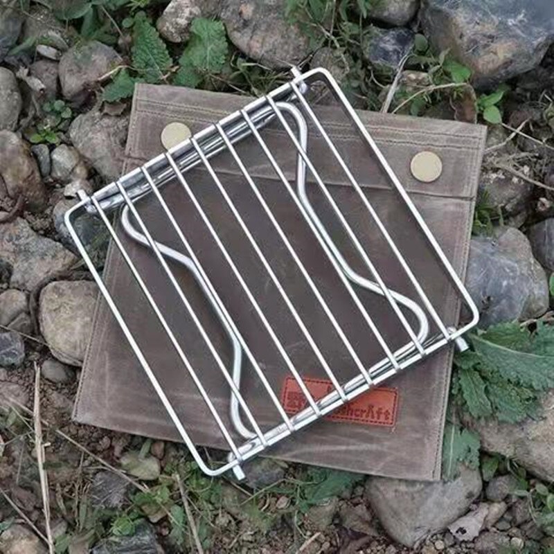 Outdoor Camping Self-Driving Tour Portable Pot Rack Folding 304 Stainless Steel Barbecue Rack Camping Frying Pan Barbecue Rack