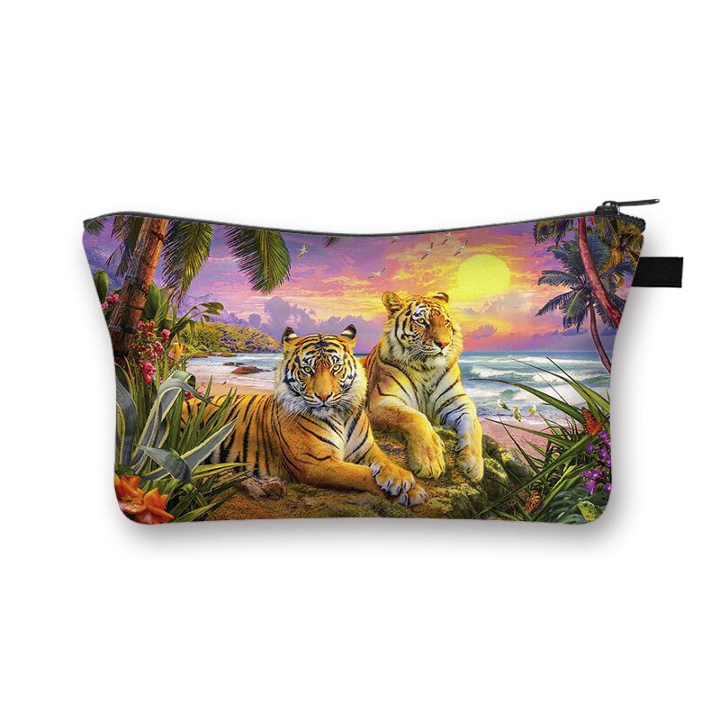 Biały nadruk tygrysa kosmetyczka moda kosmetyczka kosmetyczka torebka na suwak Organizer podróżna kosmetyczka kosmetyczka dziewczyny Mini torebka: shzbtiger13