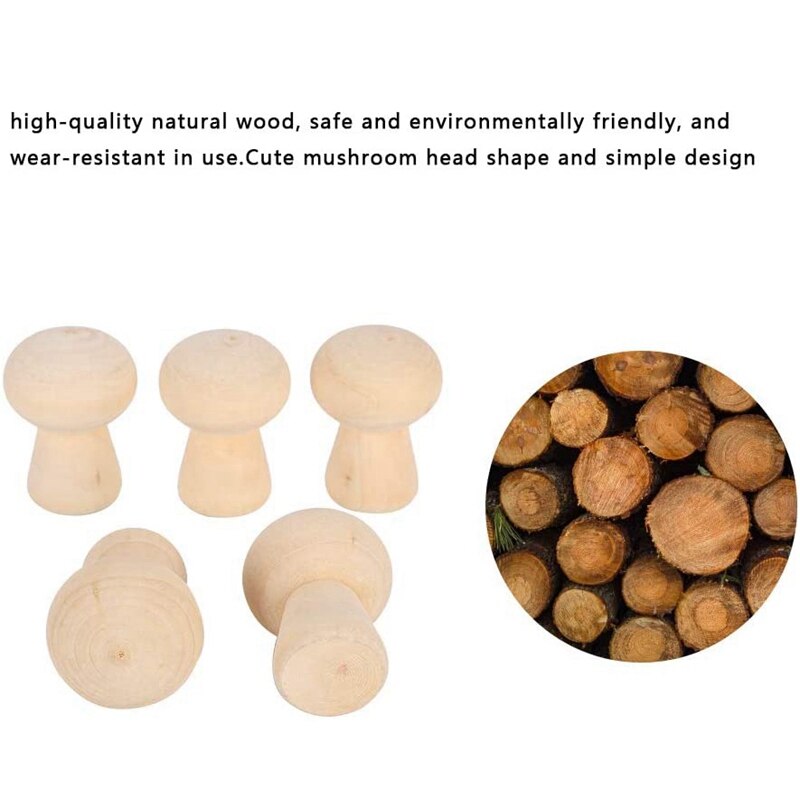 20 stück unfertige holzpilze, holzpuppenkörper, holzpilzkopfform, unfertige diy-dekoration für kunsthandwerk
