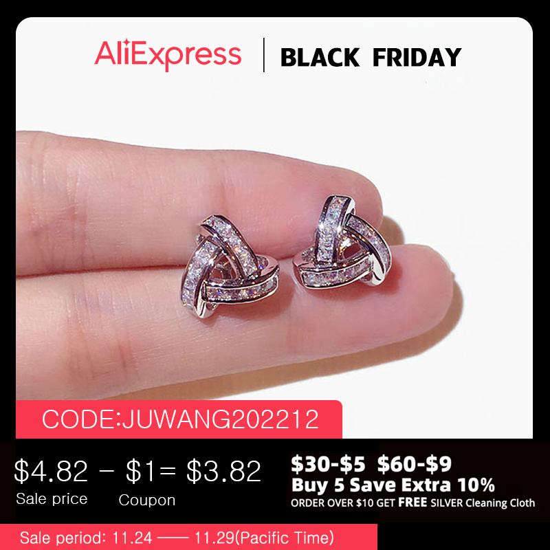 Exquisite Iced Out Cycle Buckle Earring for Women Bling AAA Zircon Stud Earring Wedding Anniversary Jewelry