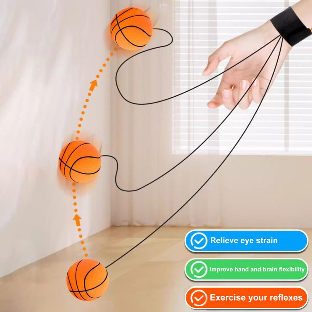 Handgelenk-Rücklaufball, Gummi-Sportball mit Handschlaufe, Rebound, Hüpfball, Spielzeug, Basketball, Baseball, Fußbälle, Armband-Spielzeug