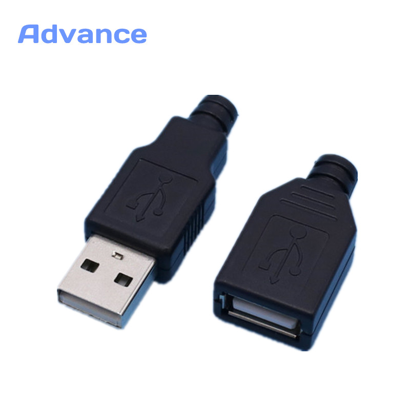 1 paar USB Connector Mannelijke & Vrouwelijke DIY 2.0 Micro Connectoren Opladen Socket Micro USB Plug Staart Zwart plastic Cove