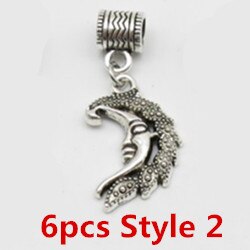 6 Stks/pak Verschillende 6 Stijlen Viking Charms Haar Vlecht Dread Baard Dreadlock Kralen Manchetten Ringen Hoofddeksels Sieraden Voor Mannen Vrouwen: 6pcs Style 2