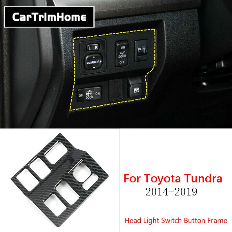 For Toyota Tundra accessories Interior Trim ABS Carbon Fiber Side Gear Position Panel Cover Trim: headlight adjust