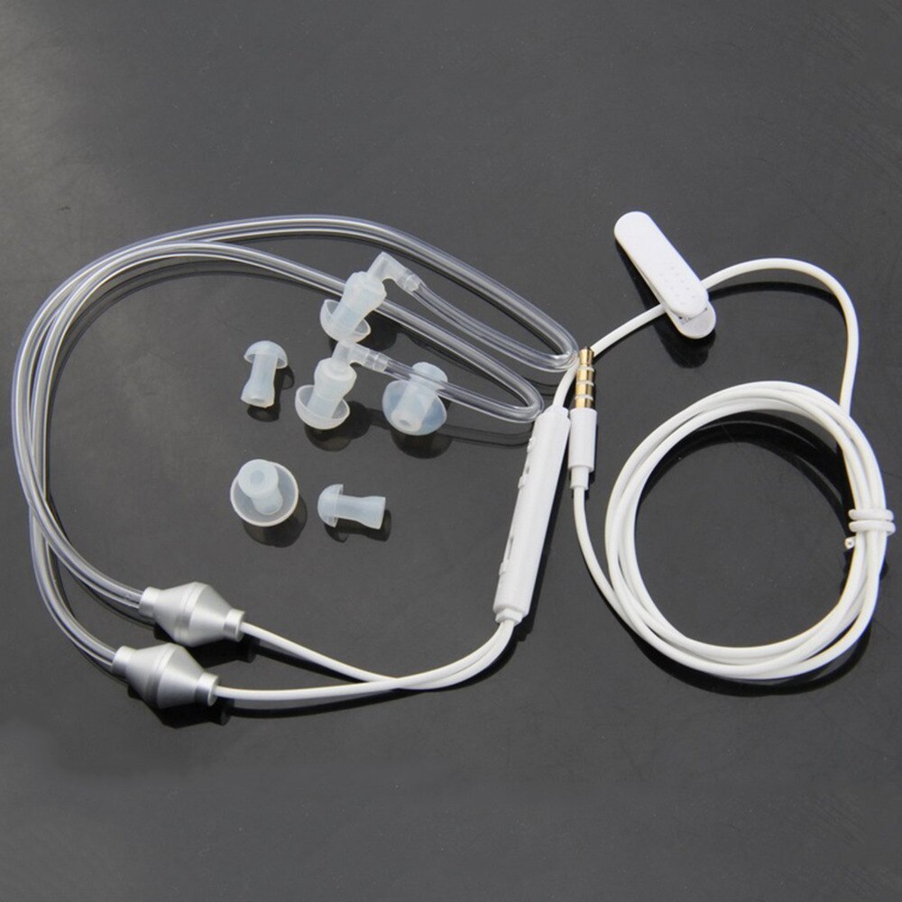 Anti-Radiation Earphones Binaural Universal 3.5mm Noise Cancelling Air Tube Acoustic Earbuds Microphone