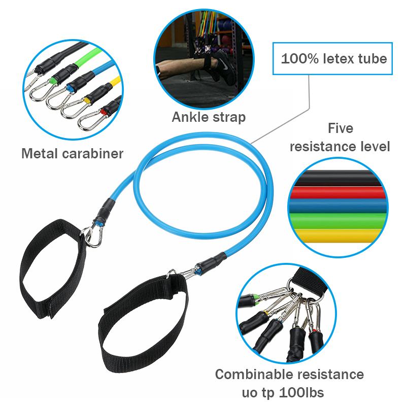 11 stk/sæt latex modstandsbånd pull rope fitness øvelser modstandsbånd sæt træning yoga band fitness fitness udstyr