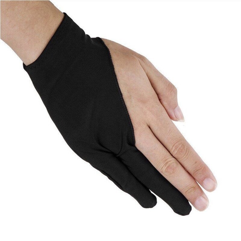 Guantes de lápiz táctil para tableta, pintura de ordenador, pintura, antiincrustante, negro, 2 dedos