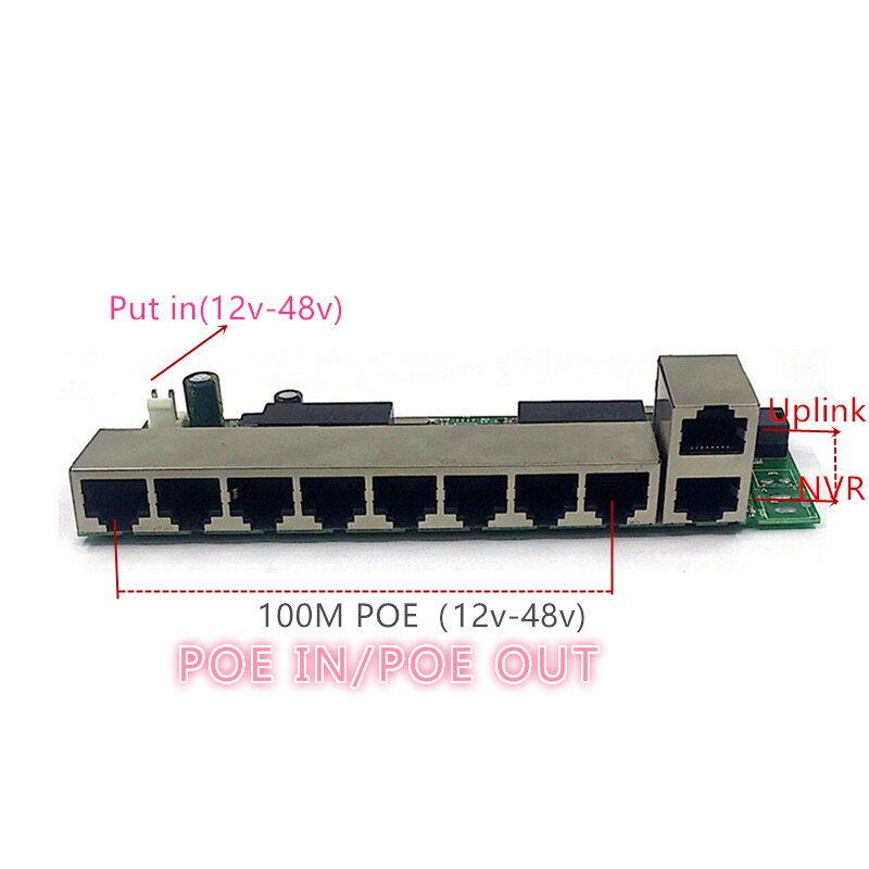 POE12V-24V-48V POE12V/24V/48V POE OUT12V/24V/48V poe switch 100 mbps POE poort;100 mbps UP Link poort; poe powered switch NVR