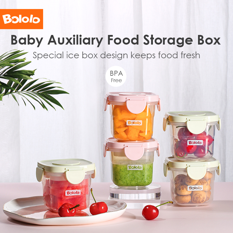 Bololo Baby food box bowl children food kit storage freezer box can be steamed baby food container