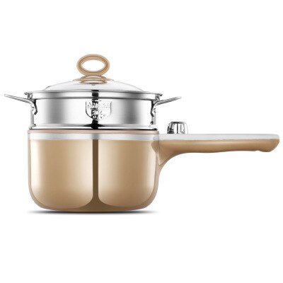 Multifunctionele elektrische kookplaat voedselverwarmer sarten electrico stoom koken bakken koekenpan koken noedels rijst soeppan elektroherd 220v: Bruin
