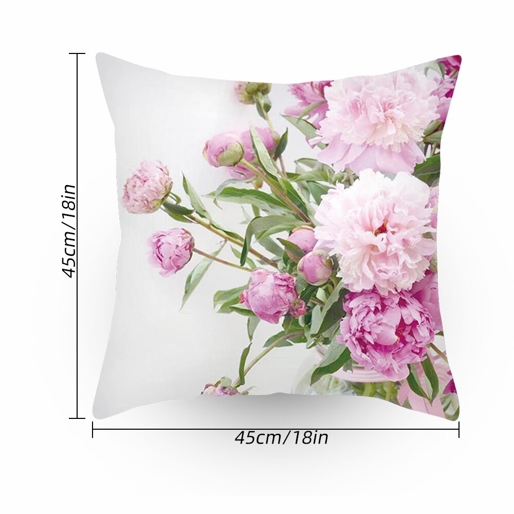 45 x 45cm 1 blomst farverig sofa pudebetræk pink pudebetræk pudebetræk hjemme sovesofa stol dekoration 17.72x 17.72 tommer: O